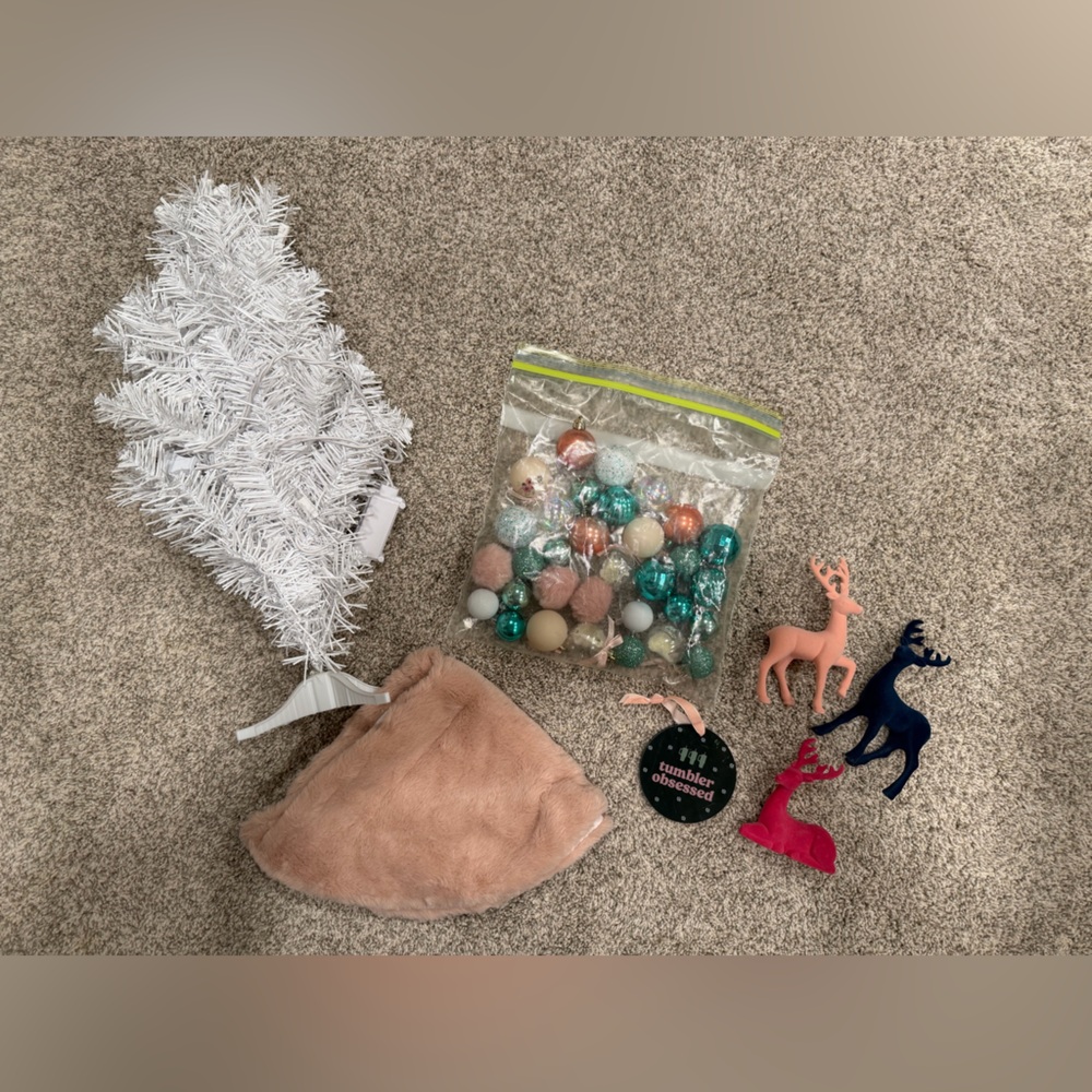 Target Holiday Decor Set with White Tree and Colorful Ornaments